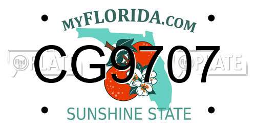 CG9707 Florida License Plate