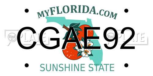 CGAE92 Florida License Plate