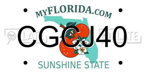 CGCJ40 Florida License Plate