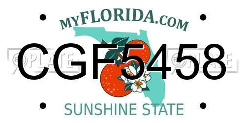 CGF5458 Florida License Plate