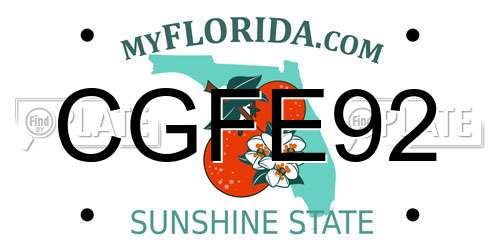 CGFE92 Florida License Plate