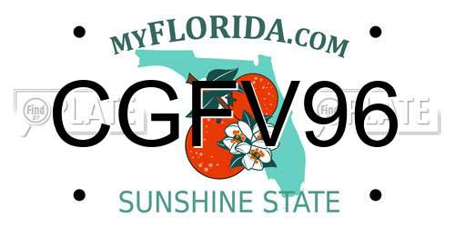 CGFV96 Florida License Plate