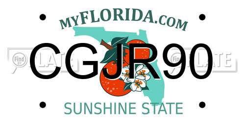 CGJR90 Florida License Plate