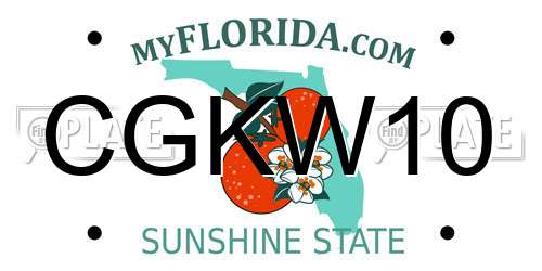CGKW10 Florida License Plate