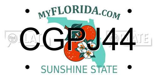 CGPJ44 Florida License Plate