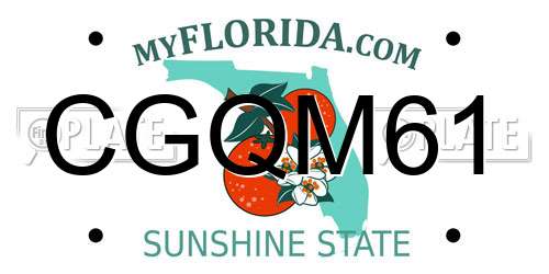 CGQM61 Florida License Plate