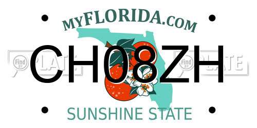 CH08ZH Florida License Plate