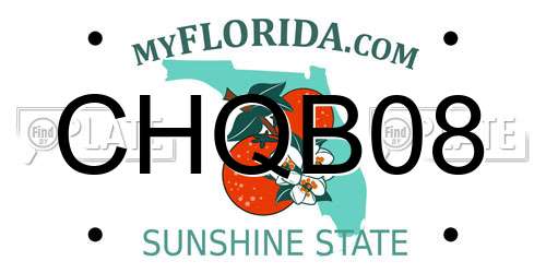 CHQB08 Florida License Plate
