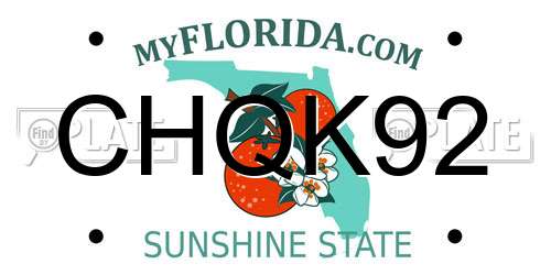 CHQK92 Florida License Plate