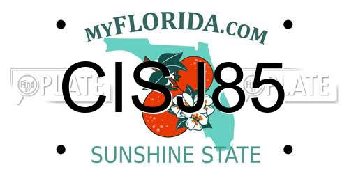 CISJ85 Florida License Plate