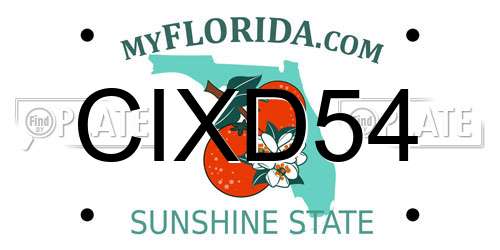 CIXD54 Florida License Plate