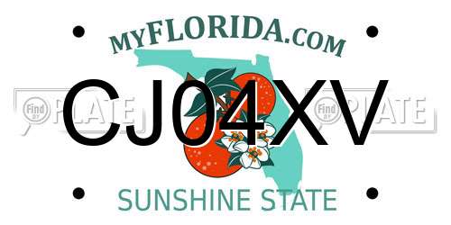 CJ04XV Florida License Plate