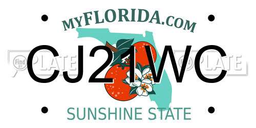 CJ21WC Florida License Plate