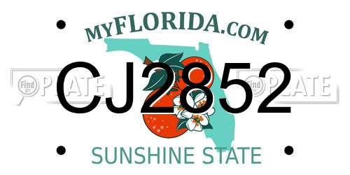 CJ2852 Florida License Plate