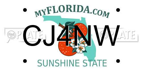 CJ4NW Florida License Plate