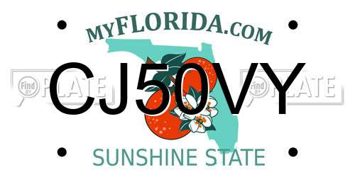 CJ50VY Florida License Plate