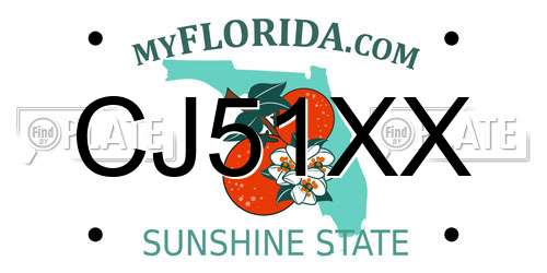 CJ51XX Florida License Plate