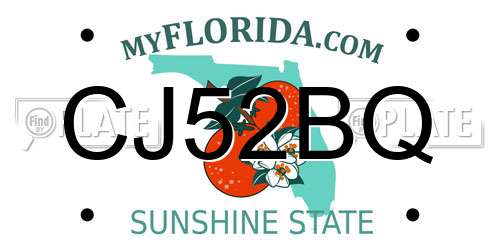 CJ52BQ Florida License Plate