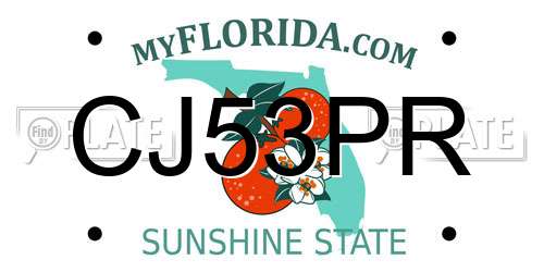 CJ53PR Florida License Plate
