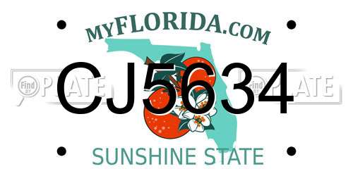 CJ5634 Florida License Plate