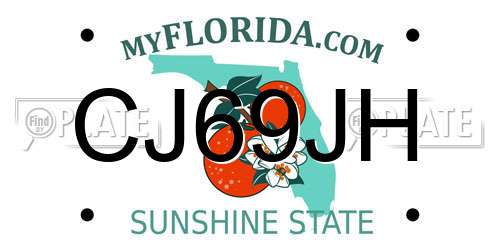 CJ69JH Florida License Plate