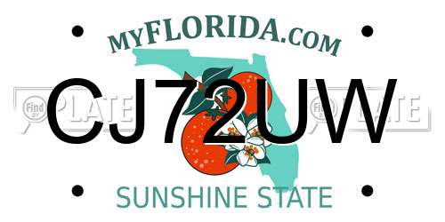 CJ72UW Florida License Plate