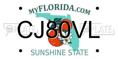 CJ80VL Florida License Plate