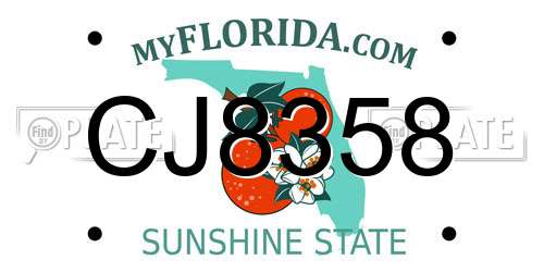 CJ8358 Florida License Plate