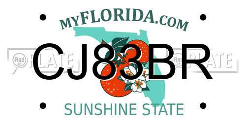 CJ83BR Florida License Plate