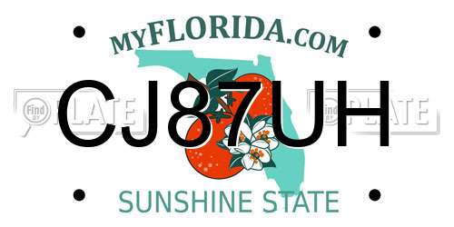 CJ87UH Florida License Plate
