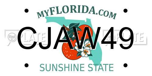 CJAW49 Florida License Plate