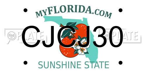 CJCJ30 Florida License Plate