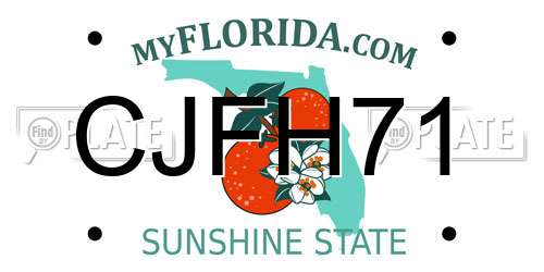 CJFH71 Florida License Plate