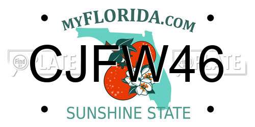 CJFW46 Florida License Plate