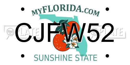 CJFW52 Florida License Plate