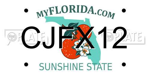 CJFX12 Florida License Plate