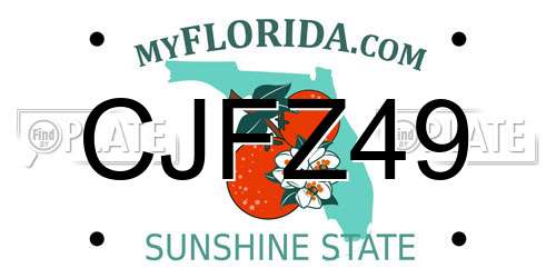 CJFZ49 Florida License Plate