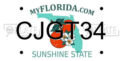 CJGT34 Florida License Plate