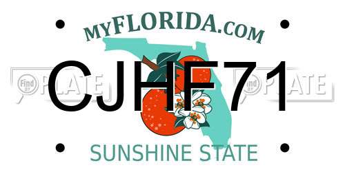 CJHF71 Florida License Plate