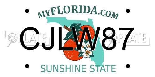 CJLW87 Florida License Plate