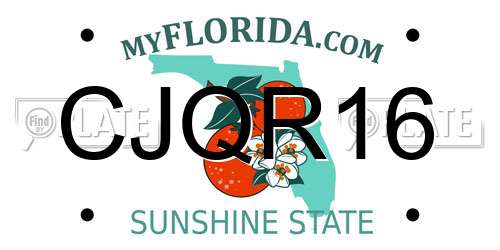CJQR16 Florida License Plate