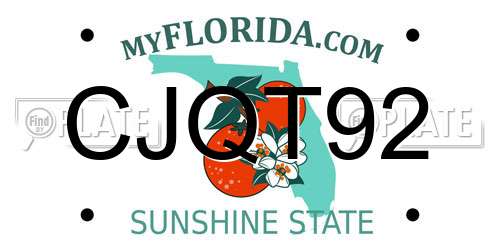 CJQT92 Florida License Plate