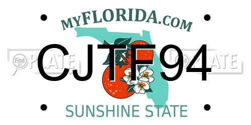 CJTF94 Florida License Plate