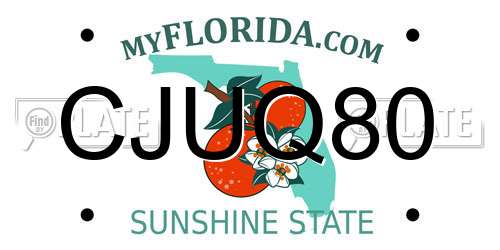 CJUQ80 Florida License Plate