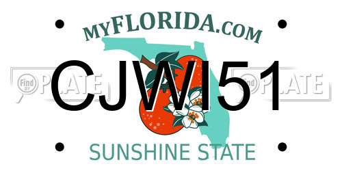 CJWI51 Florida License Plate
