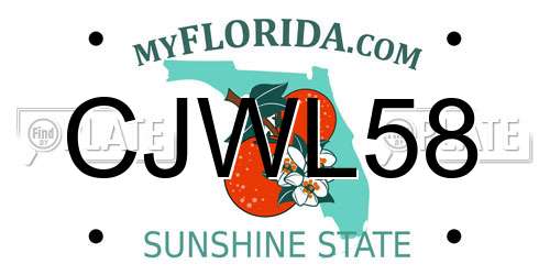 CJWL58 Florida License Plate