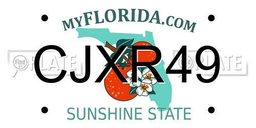 CJXR49 Florida License Plate