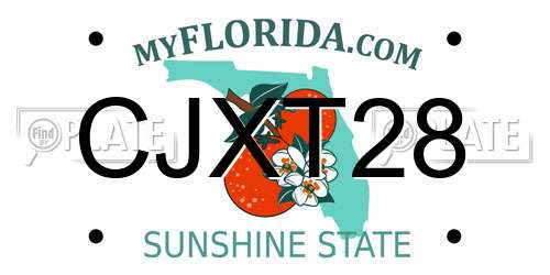 CJXT28 Florida License Plate
