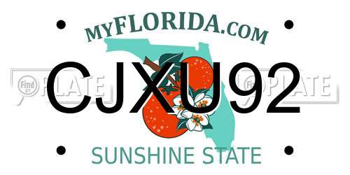 CJXU92 Florida License Plate