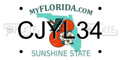 CJYL34 Florida License Plate